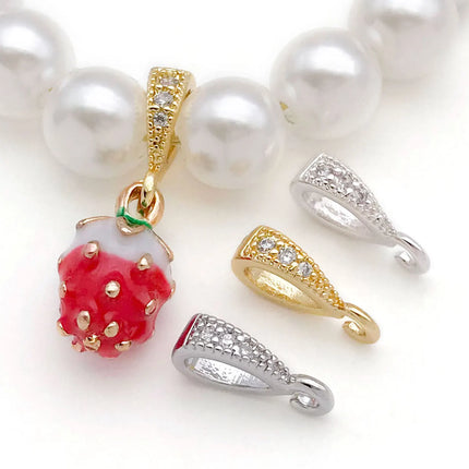 18K Gold Plated Brass Connectors - Zircon Melon Seed Buckle for DIY Jewelry (5pcs)