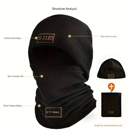 Winter Fleece Hat & Scarf Set - Warm Balaclava Mask for Mountaineering & Outdoor Activities