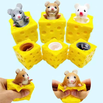 Mouse & Cheese Squishy Stress Ball - Novelty Fidget Toy