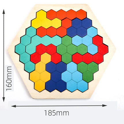 Wooden Geometric Shape Puzzle - Educational Brain Teaser Toy