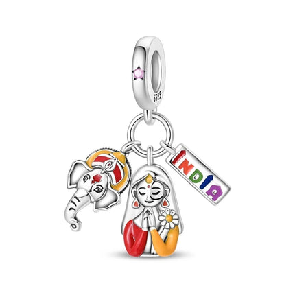 925 Sterling Silver Christmas Charms - Winter Snowman & Elk Pendants for DIY Jewelry