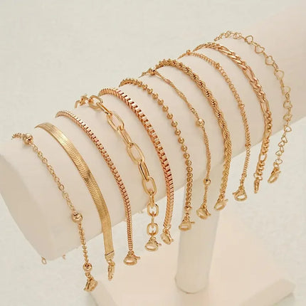 11pcs Snake Chain Bracelet Set - Boho Heart Geometric Jewelry for Women 2025