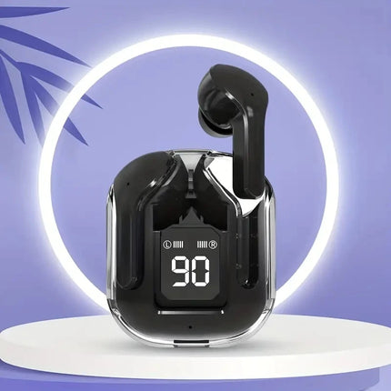 TWS Wireless Bluetooth Earbuds with Digital Display & Transparent Charging Case