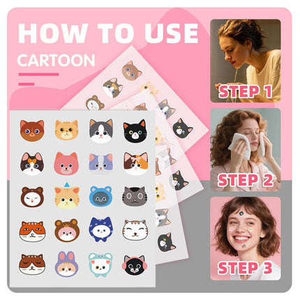 600 Pieces of Cartoon Cat Acne Patches, Facial Acne Patches,Concealer Acne patches,and Pimples Patches,Ultra-thin and Breathab