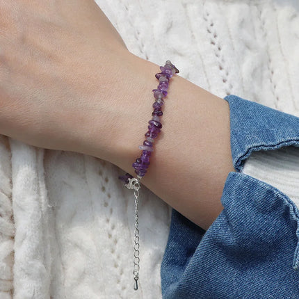 Natural Quartz Crystal Bracelet - Irregular Stone Bead Chip Jewelry for Women