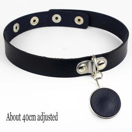 Black Punk Choker Necklace - PU Leather Heart Lock Key Spike Gothic Collar