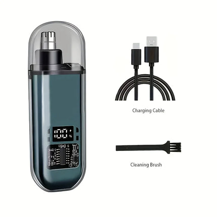 Portable Mini LED Display Nasal Hair Trimmer with Type-C Charging