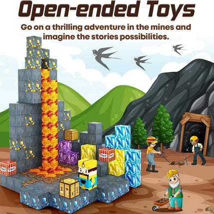 Magnetic Building Blocks - Mine World STEM Construction Set