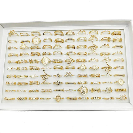 30pc Gold Finger Rings Set - Love Snake Animal Butterfly Pearl Party Jewelry for Women