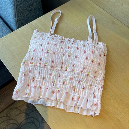 Floral Print Camisole - Built-In Bra Tank Top