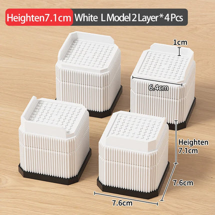 Adjustable Height Furniture Risers - High Load - Bearing, Triple Anti - Slip for Sofa, Bed & Desk