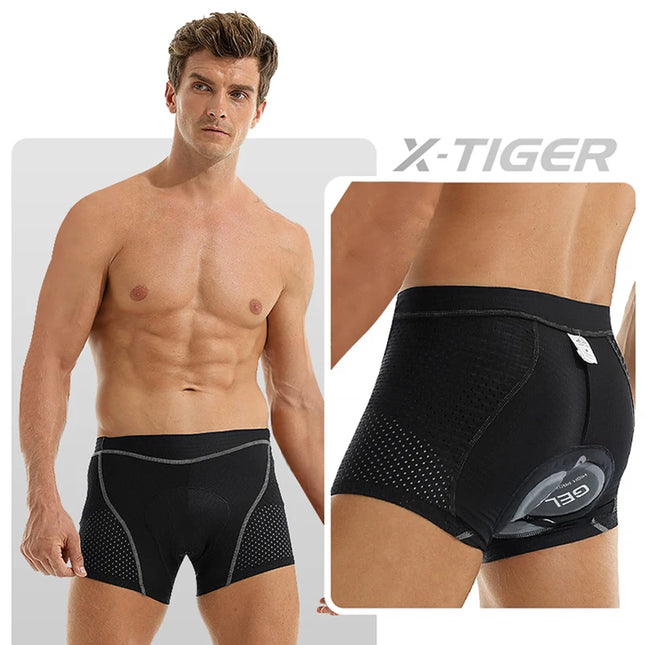 X-TIGER Cycling Underwear - 5D Gel Padded MTB Boxer Shorts for Road Cycling