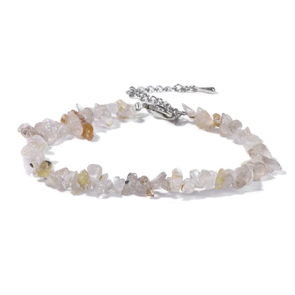 Natural Quartz Crystal Bracelet - Irregular Stone Bead Chip Jewelry for Women