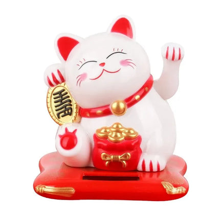Solar Powered Lucky Cat - Waving Beckoning Cat Ornament