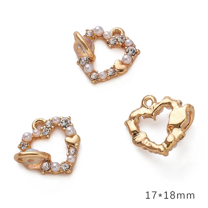 Luxury AB Rhinestone Charms - Heart Butterfly Rose Pendant for DIY Jewelry Making