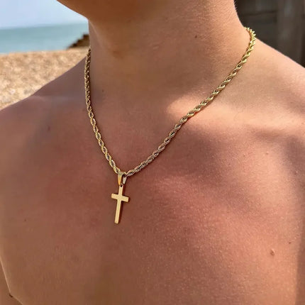 2PCS Necklace Men's and women's new cross pendant necklace, minimalist gold jewelry, men's and women's necklace