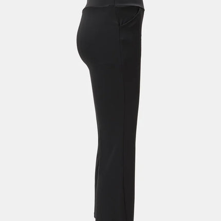 Women's High Waist Micro Flare Yoga Pants - Extended Length  Slimming Sharkskin  Horseshoe Pants 4-Way Stretch