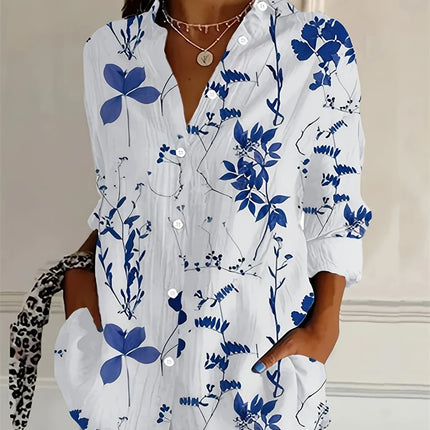 Striped Button-Down Shirt - Long Sleeve Casual Blouse