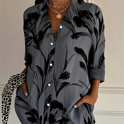 Striped Button-Down Shirt - Long Sleeve Casual Blouse