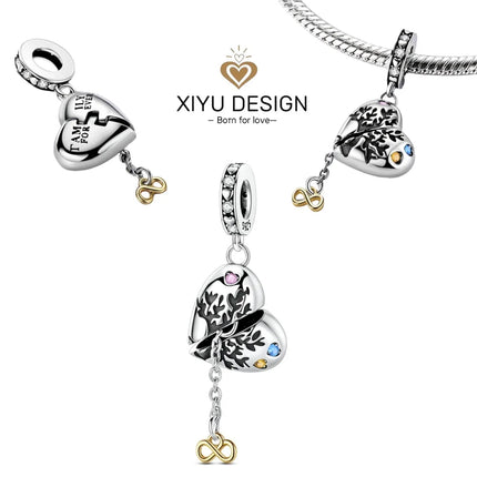 925 Sterling Silver Love Heart Ring Box Charm - Valentine's Day Bead for DIY Jewelry