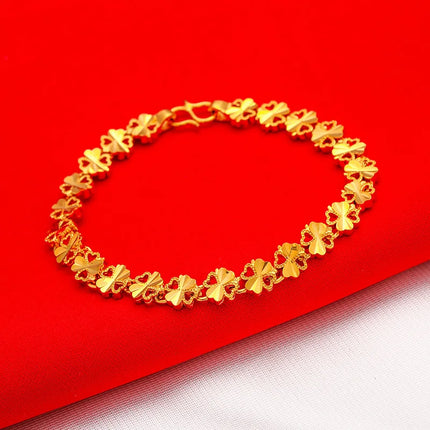 Gold Plated Love Hearts Bracelet - Non-Fading Chain Link for Women & Men