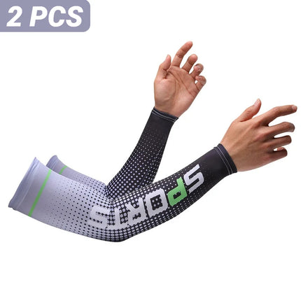 Ice Silk Sun Protection Arm Sleeves - 2 Pack UV Cooling Sleeves for Cycling & Outdoor Sports