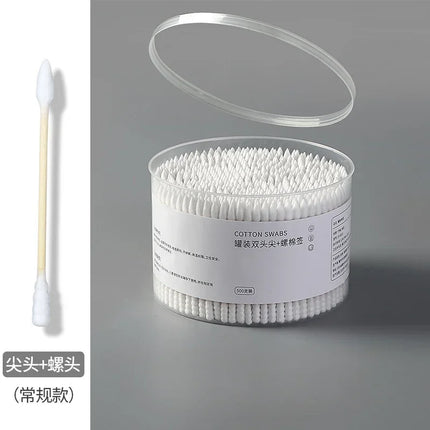 500-pc Disposable Cotton Swab Box With Double End Round Head For Makeup And Makeup Removal, Multi-purpose
