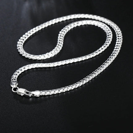 Silver Color Chain 5mm Full Sideways Necklace For Women Men Party Gift Fashion Engagement Wedding Jewelry