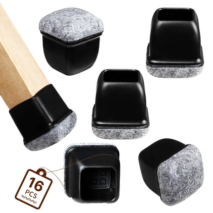 Silicone Chair Leg Floor Protectors - 16PCS Non-Slip Felt Pads