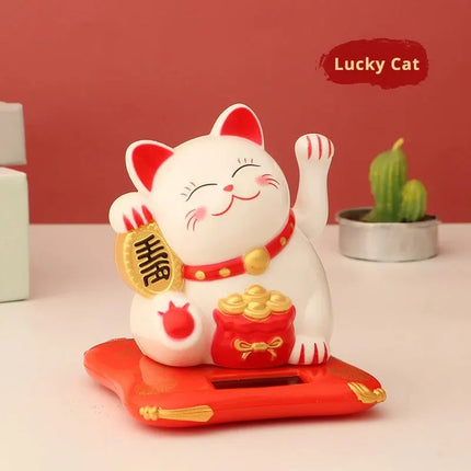 Solar Powered Lucky Cat - Waving Beckoning Cat Ornament