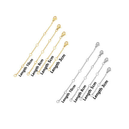 Stainless Steel Extension Chain - Lobster Clasp Connectors for DIY Jewelry (10pcs)