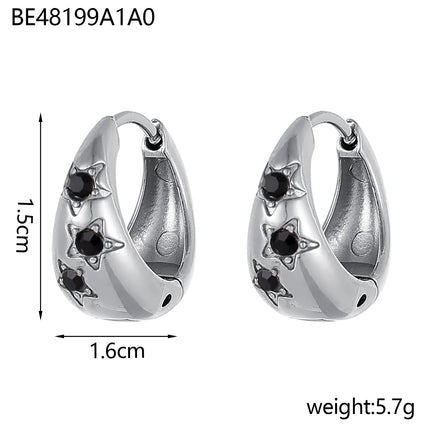 Gold Plated Zirconia Hoop Earrings - Stainless Steel Huggie Hoops for Women