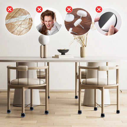 Silicone Chair Leg Floor Protectors - 16PCS Non-Slip Felt Pads