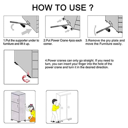 Heavy Duty Furniture Lifter & Mover Set - 4 Rollers for Appliances & Furniture