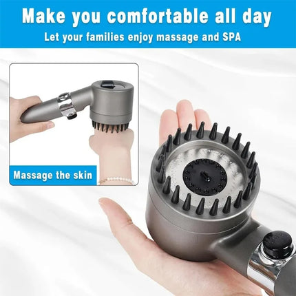 Handheld Shower Head Filter 3 Modes High Pressure Massage Spa Water Saving with ON/OFF Switch for Bathroom
