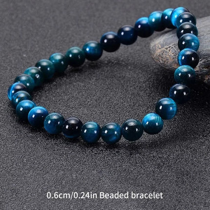 Minimalist Blue Tiger Eye Stone Bracelet - Natural Round Beads 6/8/10mm