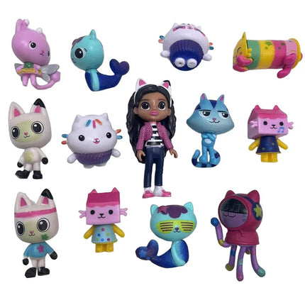 13pcs/set Gabby's Dollhouse Cartoon Figure Toys Cute Doll Collection Model Ornament Decoration