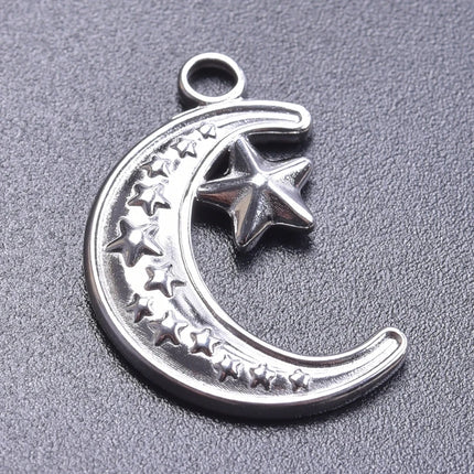 Stainless Steel Celestial Charms - Heart Sun Moon Star Pendants for DIY Jewelry (5pcs)