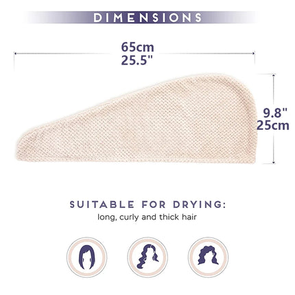 Textured dry hair cap 9.8 "X 25.5" absorbent hair towel wrap
