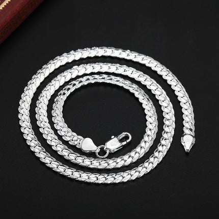 Silver Luxury Necklace Chain - 5mm Noble Design Chain for Men & Women (20-60cm)