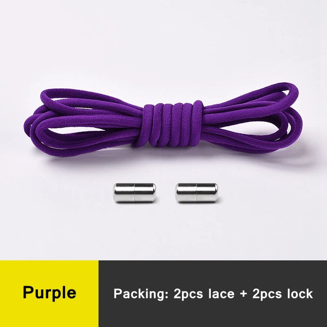 Elastic No-Tie Shoelaces - Semicircle Metal Lock Laces for Kids & Adults