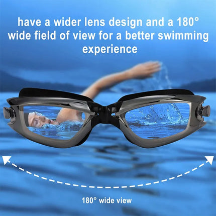 Prescription Swimming Goggles - Anti-Fog Myopia Goggles with Earplugs for Adults