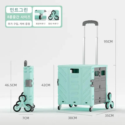 Folding Shopping Cart - Lightweight Stair Climbing Trolley