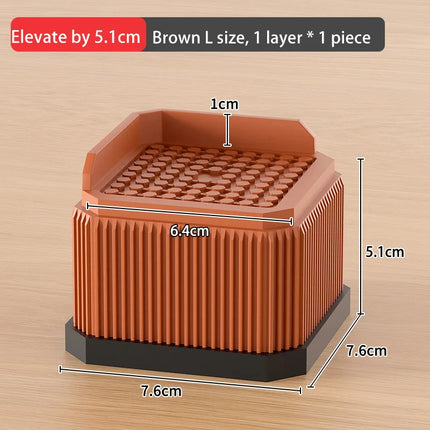Adjustable Height Furniture Risers - High Load - Bearing, Triple Anti - Slip for Sofa, Bed & Desk