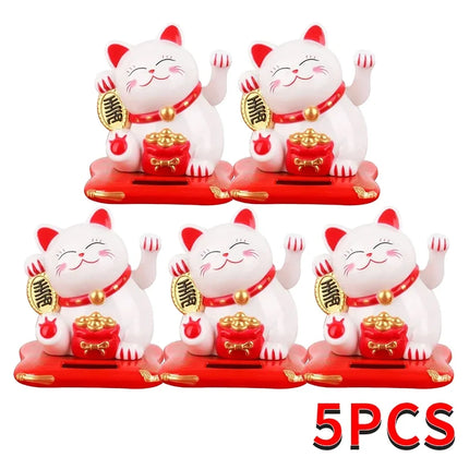 Solar Powered Lucky Cat - Waving Beckoning Cat Ornament