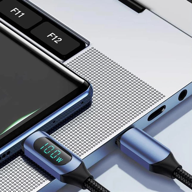 100W USB-C Cable with Real-Time Digital Display - 1m/2m Fast Charger