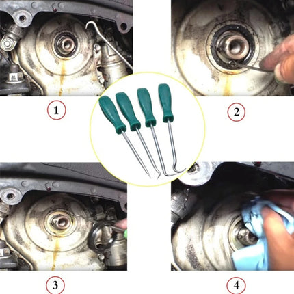 Car Auto Vehicle Oil Seal Screwdrivers Set 4Pcs 135mm O-Ring Seal Gasket Puller Remover Pick Hooks Tools Car Repair Tools
