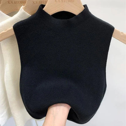 Knitted Tank Top - Sleeveless Slim Fit Sweater