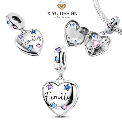 925 Sterling Silver Love Heart Ring Box Charm - Valentine's Day Bead for DIY Jewelry