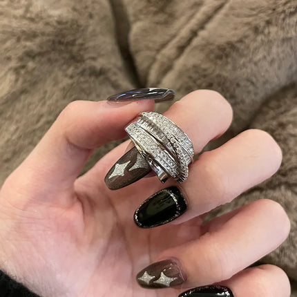 Cubic Zircon Cross Ring - Light Luxury Open Ring for Women